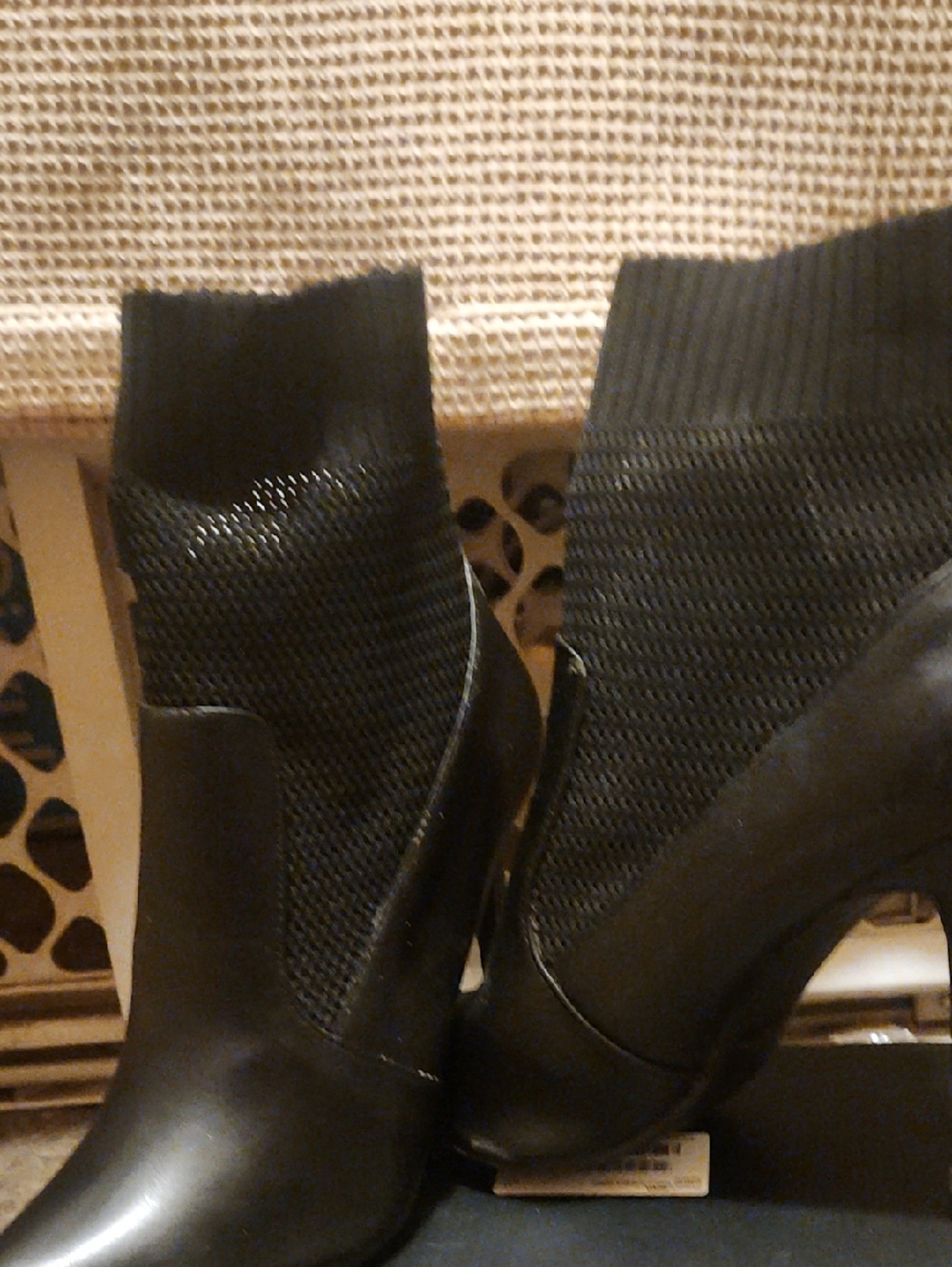Women's Black Knit Sock Booties - Elegant Heeled Ankle Boots